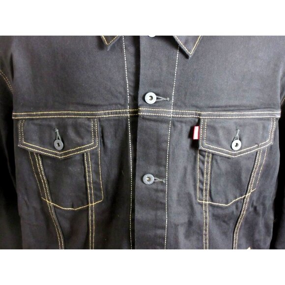 COPY - Levi's Men's Button Front Black Denim Unlined Trucker Jean Jacket Size 4… - Picture 4 of 9